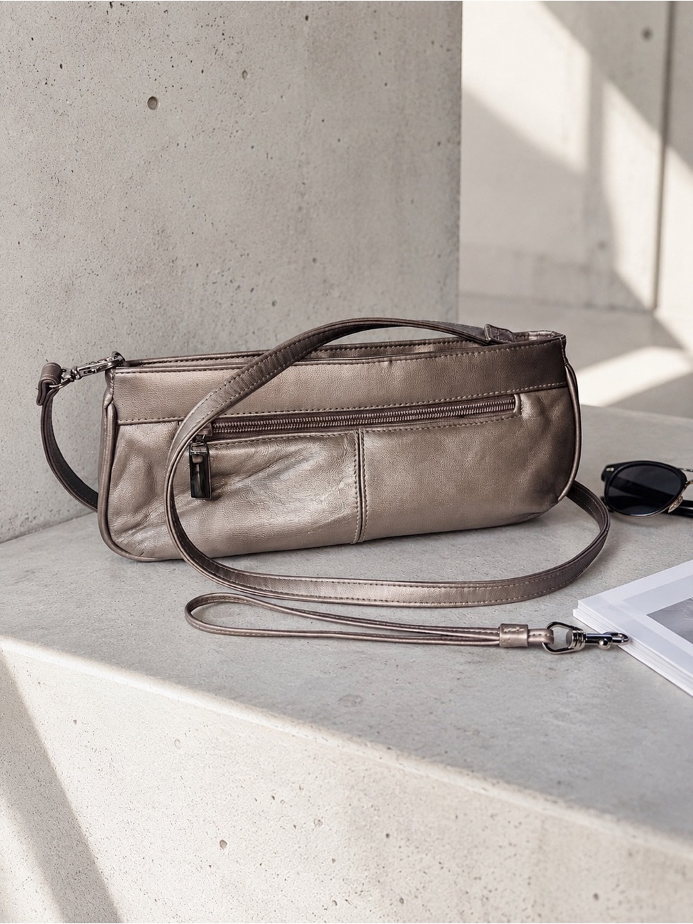 Metallic Crossbody Wristlet Convertible Baguette Bag Worthington